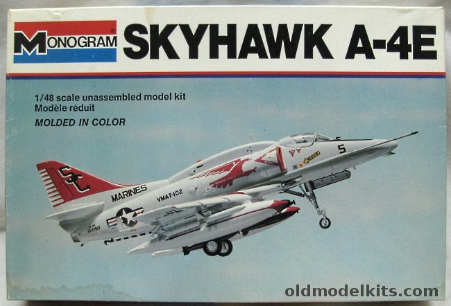 Monogram 1/48 Skyhawk A-4E VMAT-102 Marines or VA-144 Navy, 5406 plastic model kit